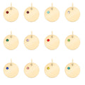 18K Gold Birthstone Charm - Engraved Stainless Steel CZ Pendant, Custom Gold PVD Coated - Charms | Sunflower Soul Boutique
