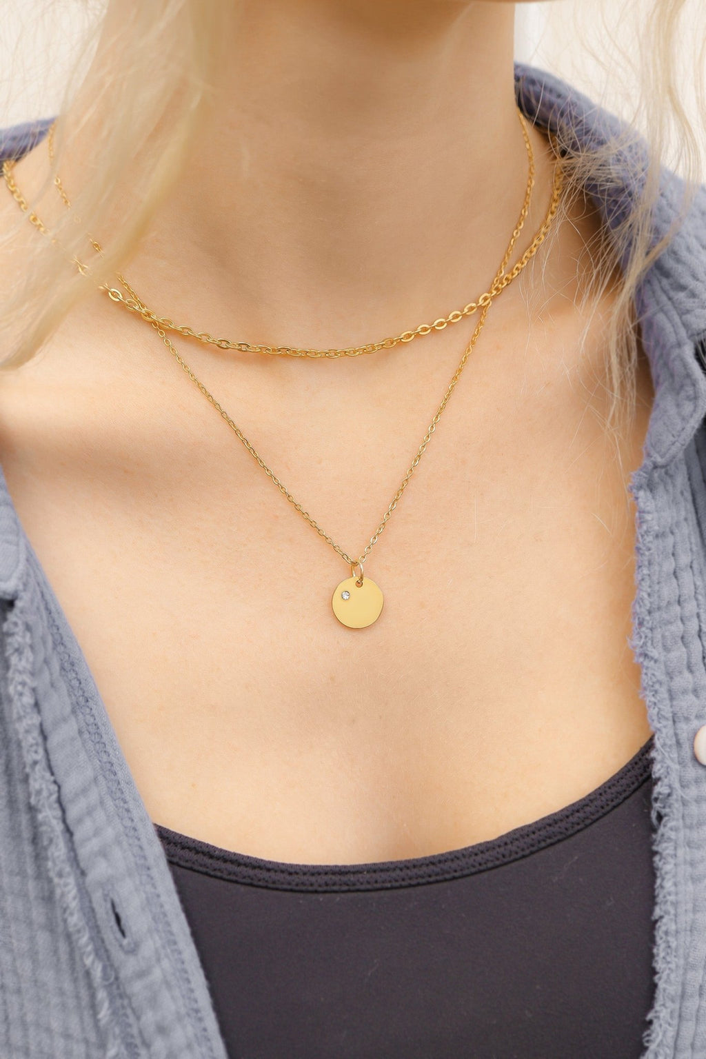 18K Gold Birthstone Charm - Engraved Stainless Steel CZ Pendant, Custom Gold PVD Coated - Charms | Sunflower Soul Boutique