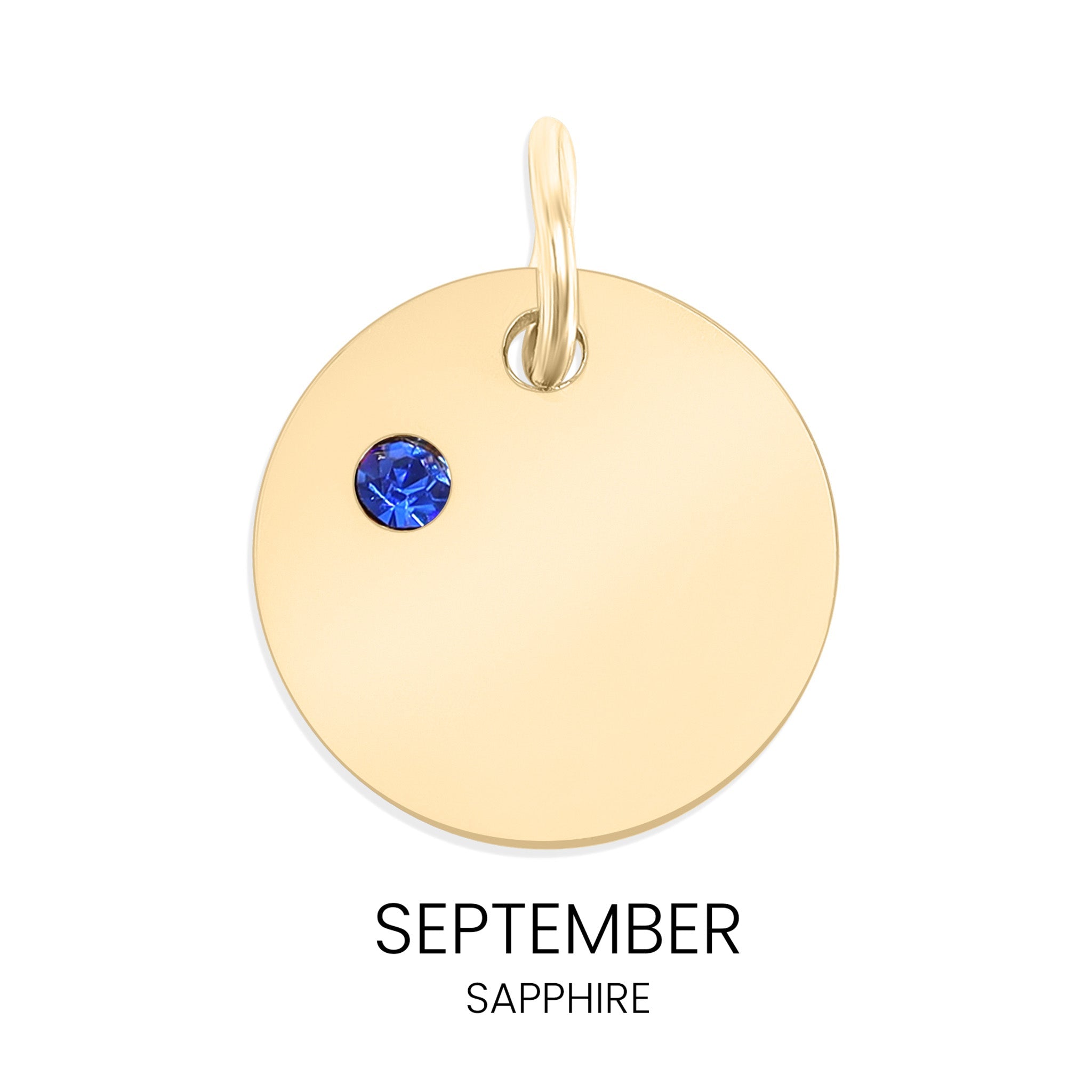 18K Gold Birthstone Charm - Engraved Stainless Steel CZ Pendant, Custom Gold PVD Coated - Charms | Sunflower Soul Boutique