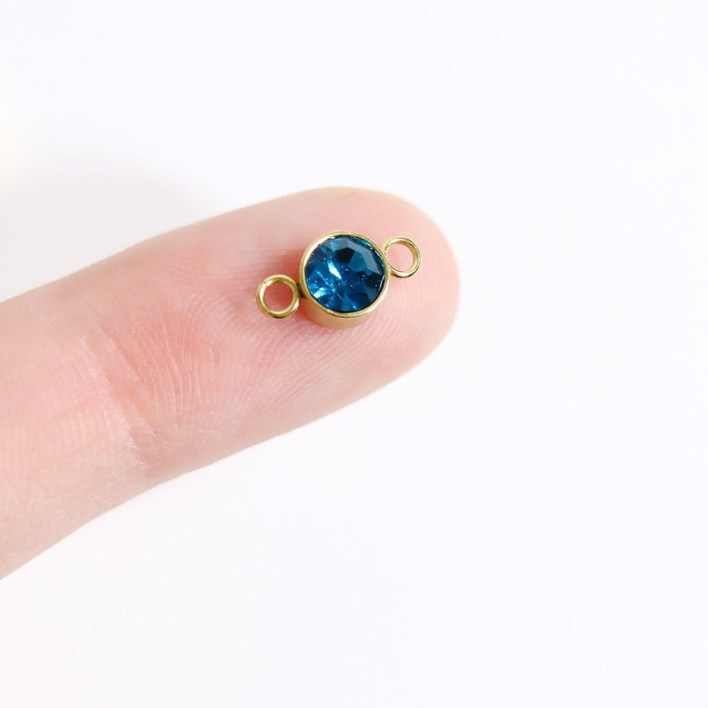 18K Gold Birthstone Charm – Gold Connector With Cubic Zirconia Stones - Charms | Sunflower Soul Boutique