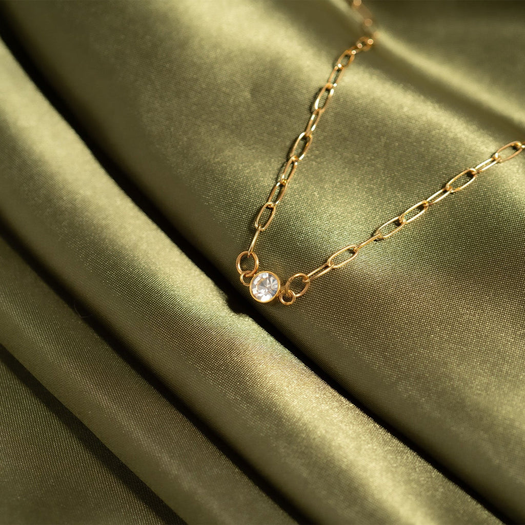 18K Gold Birthstone Charm – Gold Connector With Cubic Zirconia Stones - Charms | Sunflower Soul Boutique