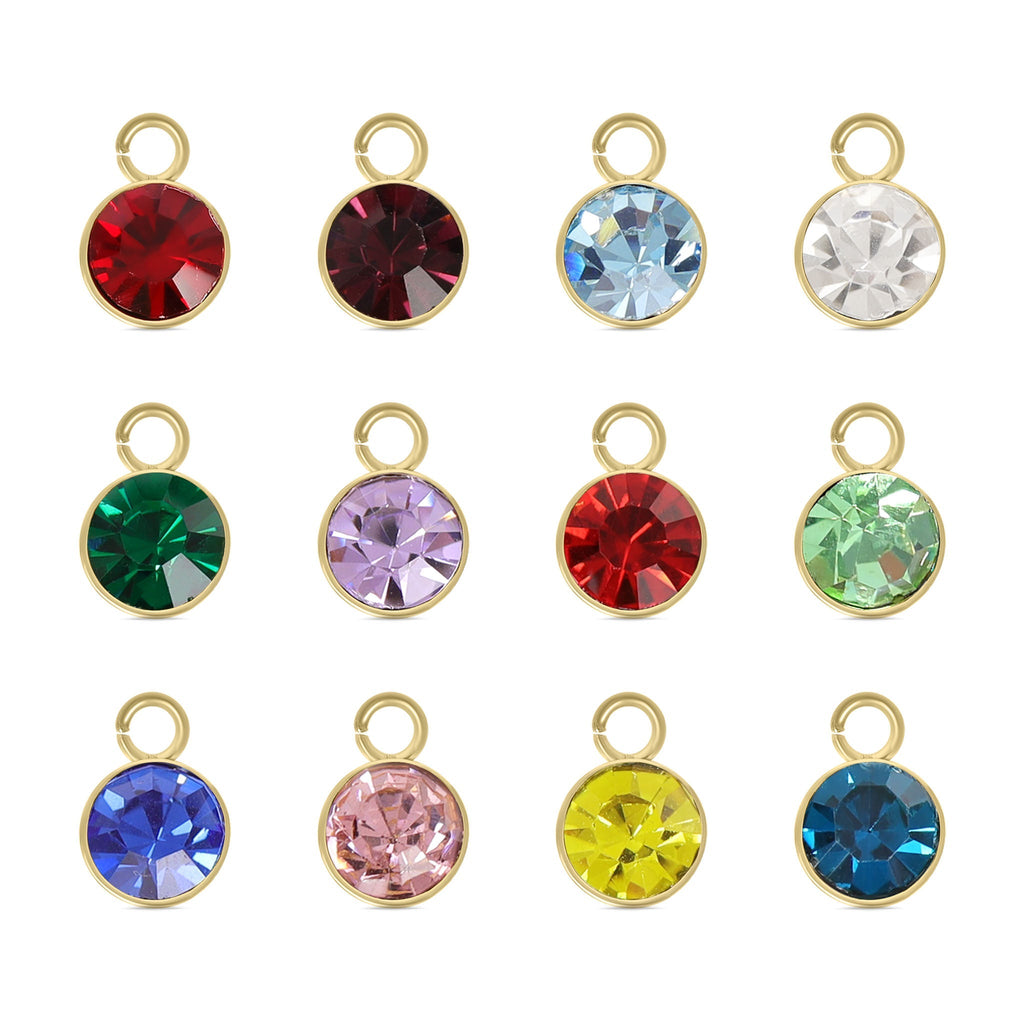 18K Gold Birthstone Charm – PVD Coated Stainless Steel Cubic Zirconia Pendant - Charms | Sunflower Soul Boutique
