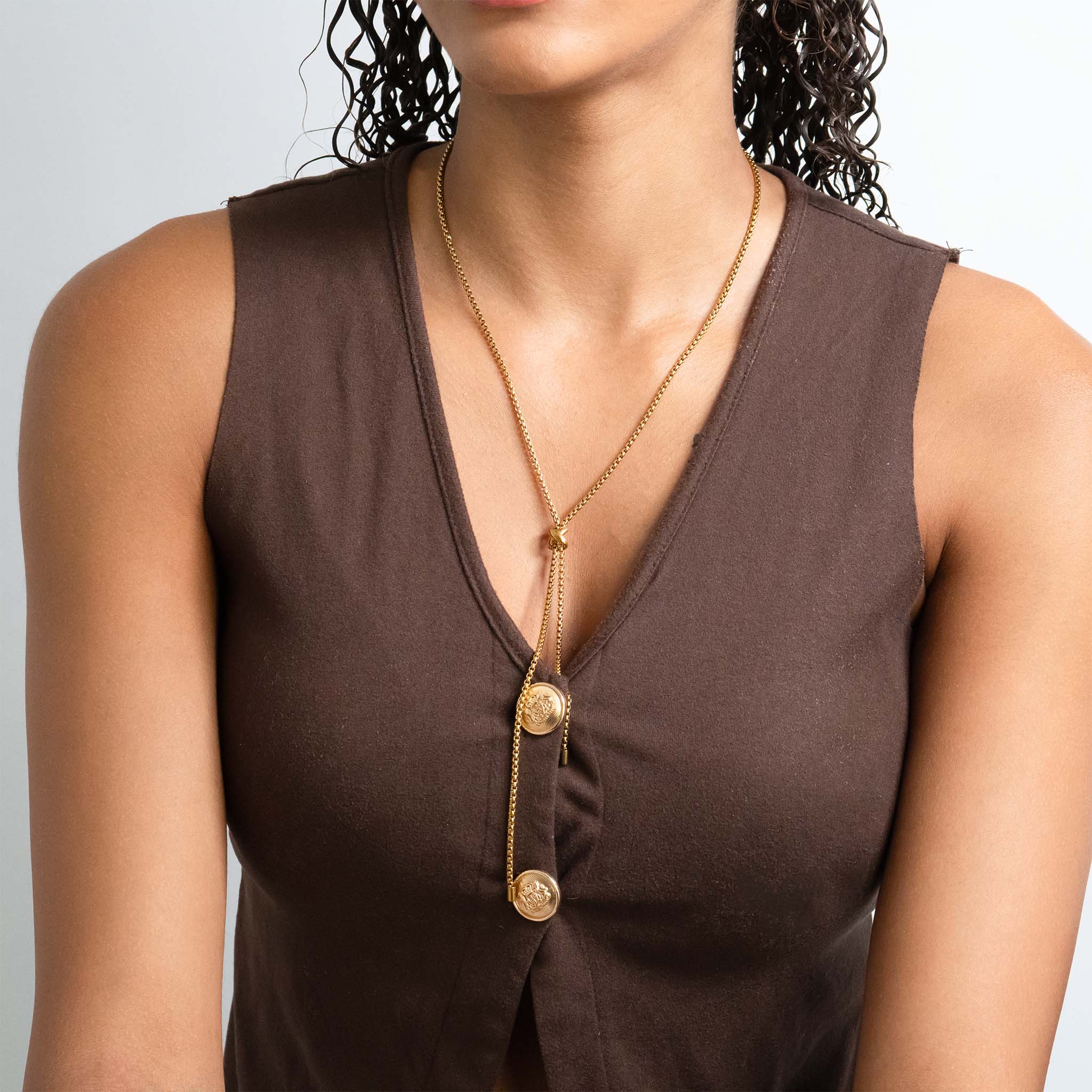 18K Gold Bolo Necklace – Adjustable Sliding Clasp Stainless Steel Chain - Necklaces | Sunflower Soul Boutique