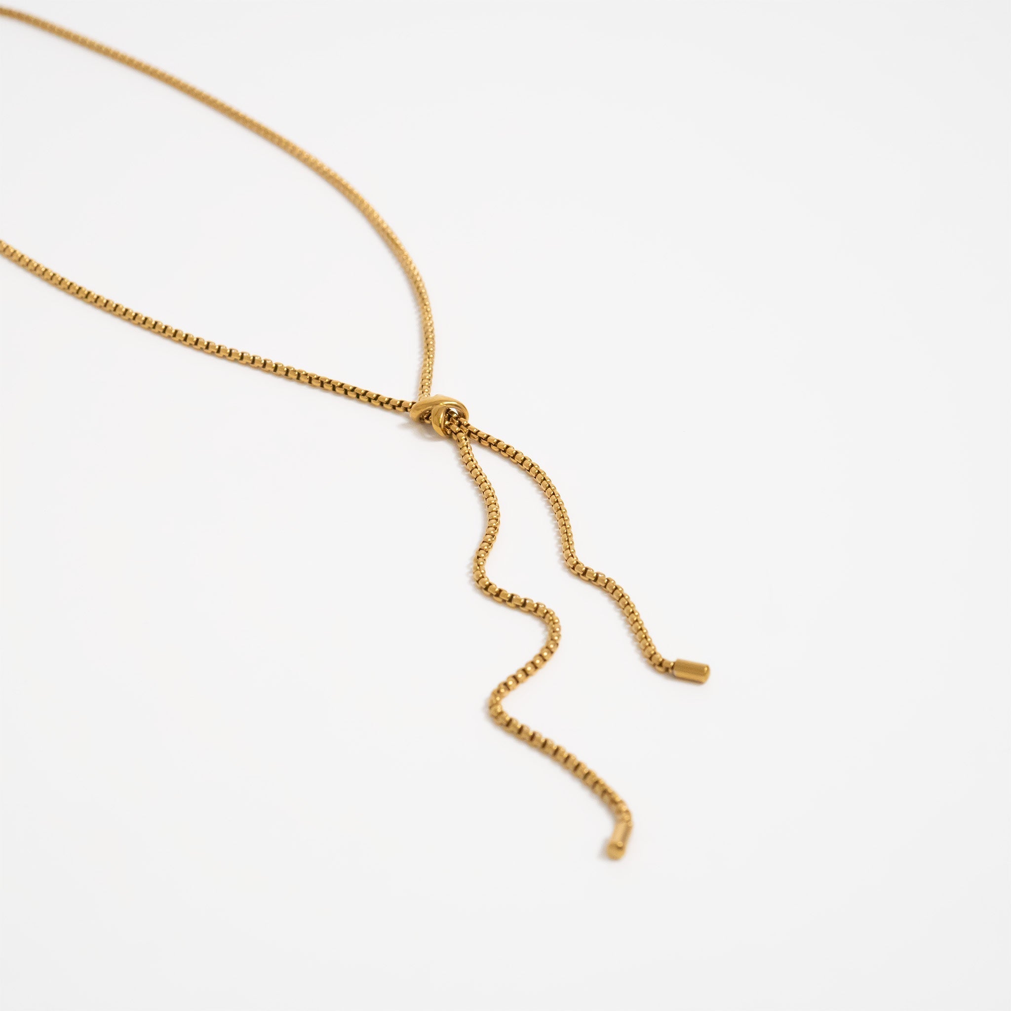 18K Gold Bolo Necklace – Adjustable Sliding Clasp Stainless Steel Chain - Necklaces | Sunflower Soul Boutique