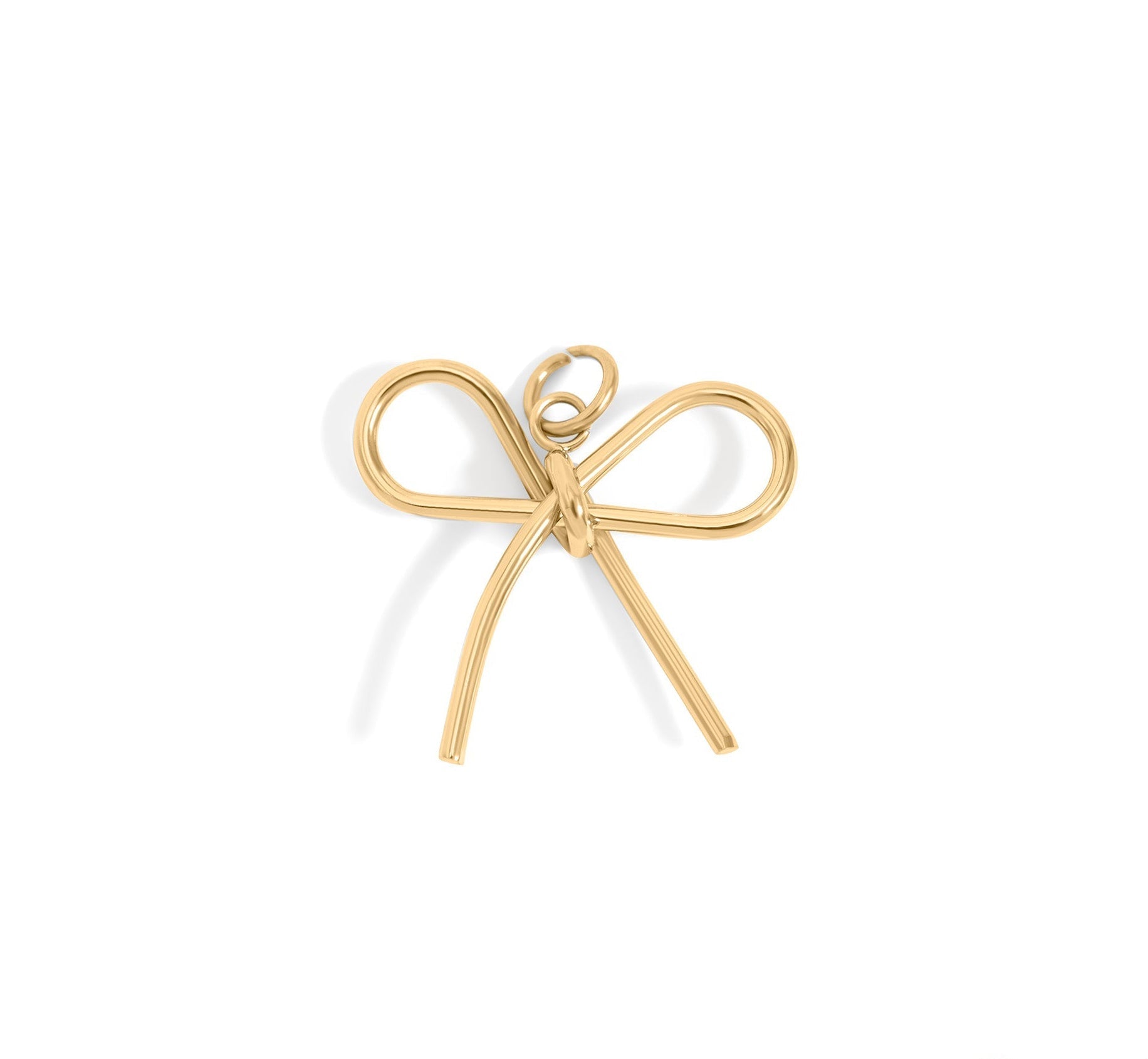 18K Gold Bow Charm – Thin Bow Pendant | Hypoallergenic Stainless Steel Jewelry - charm | Sunflower Soul Boutique