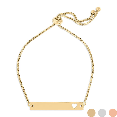 18K Gold Bracelet – Adjustable Heart Cutout Flat Bar Stainless Steel Jewelry - Bracelets | Sunflower Soul Boutique