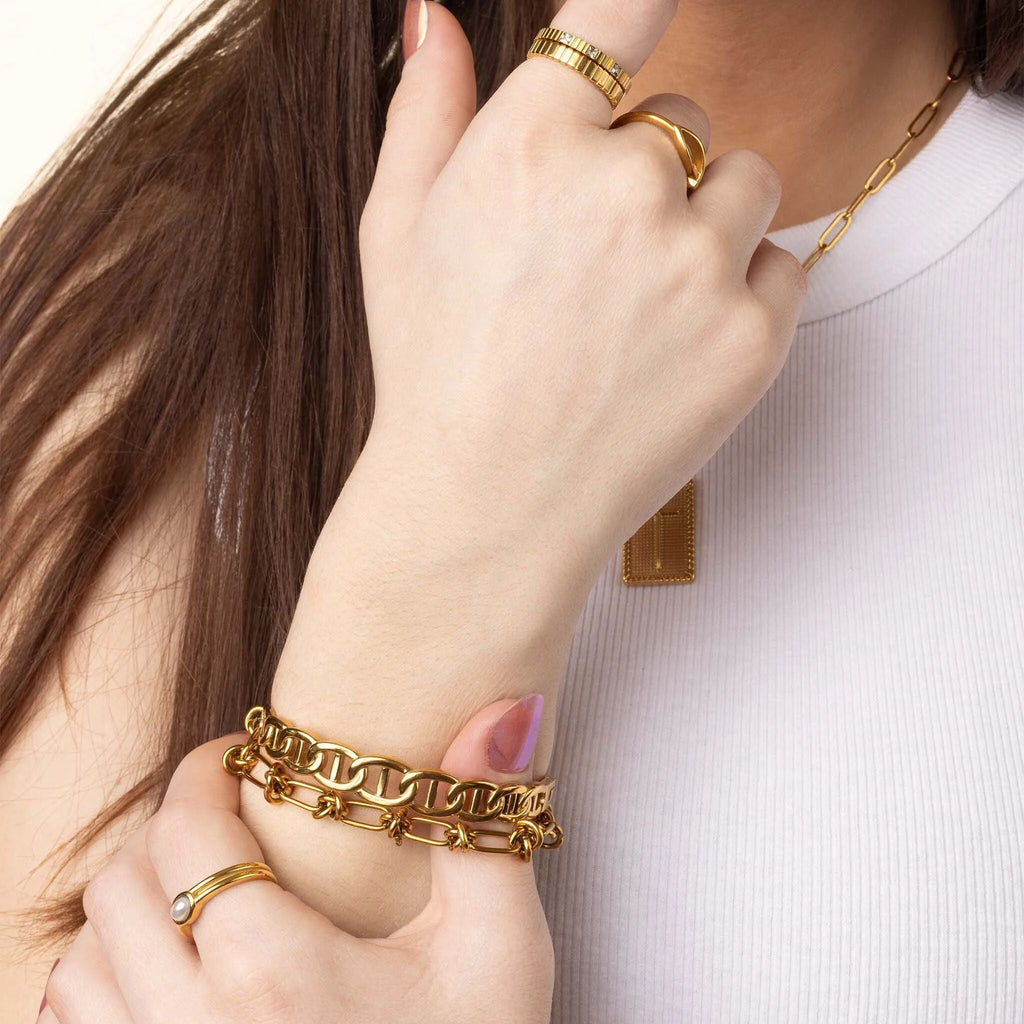 18K Gold Bracelet – Adjustable Knotted Chain With Spring Ring Clasp Jewelry - Bracelets | Sunflower Soul Boutique