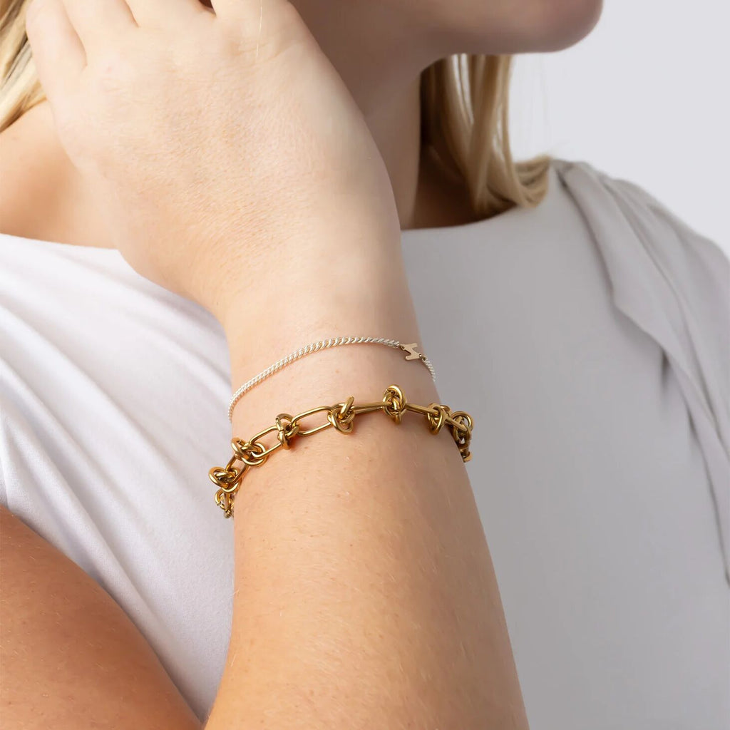 18K Gold Bracelet – Adjustable Knotted Chain With Spring Ring Clasp Jewelry - Bracelets | Sunflower Soul Boutique