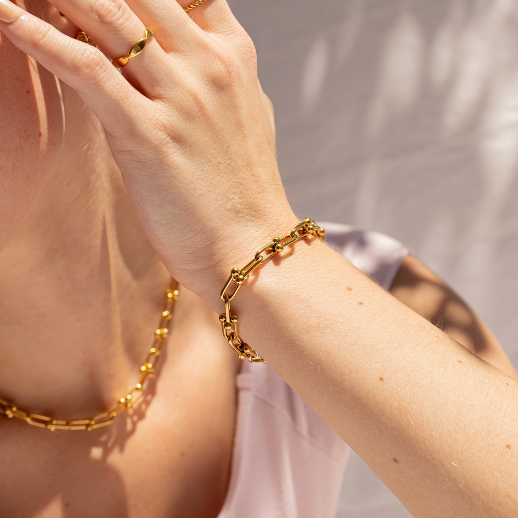 18K Gold Bracelet – Stainless Steel Hardware Chain | Scratch Resistant Jewelry - Bracelets | Sunflower Soul Boutique