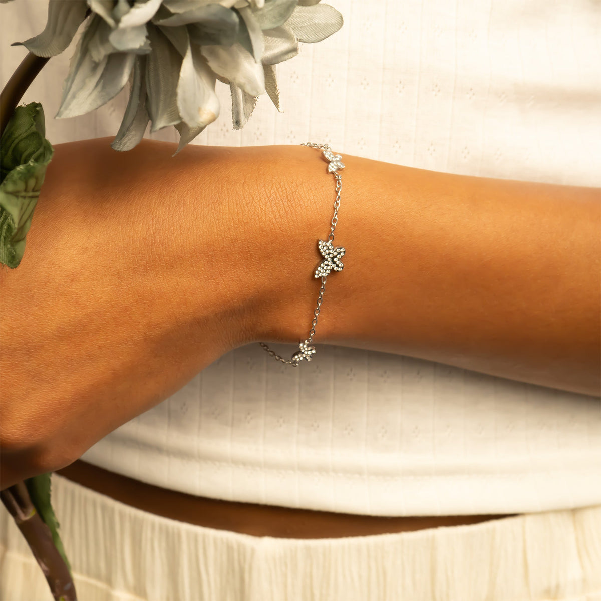 18K Gold Butterfly Bracelet – Dainty Gold Plated Charm With CZ Sparkle - Bracelets | Sunflower Soul Boutique