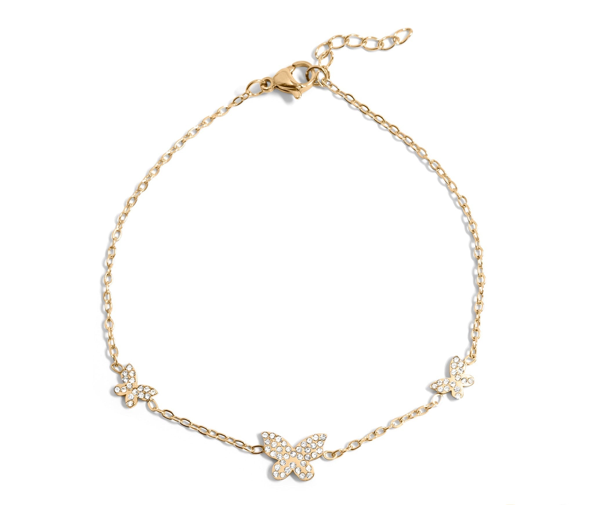 18K Gold Butterfly Bracelet – Dainty Gold Plated Charm With CZ Sparkle - Bracelets | Sunflower Soul Boutique