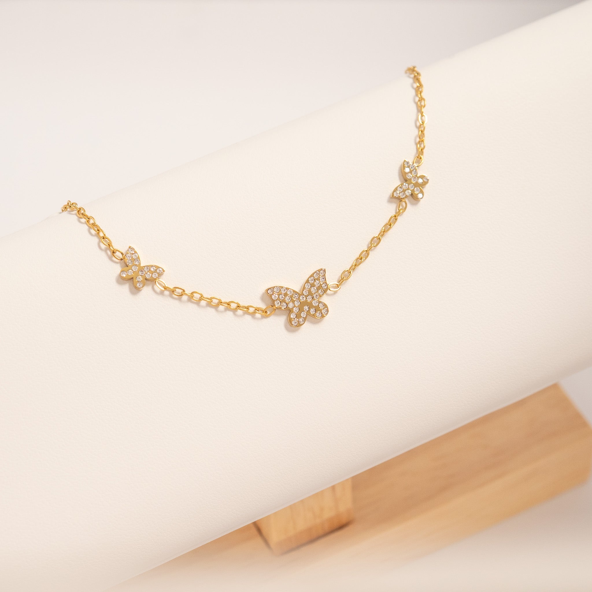18K Gold Butterfly Bracelet – Dainty Gold Plated Charm With CZ Sparkle - Bracelets | Sunflower Soul Boutique