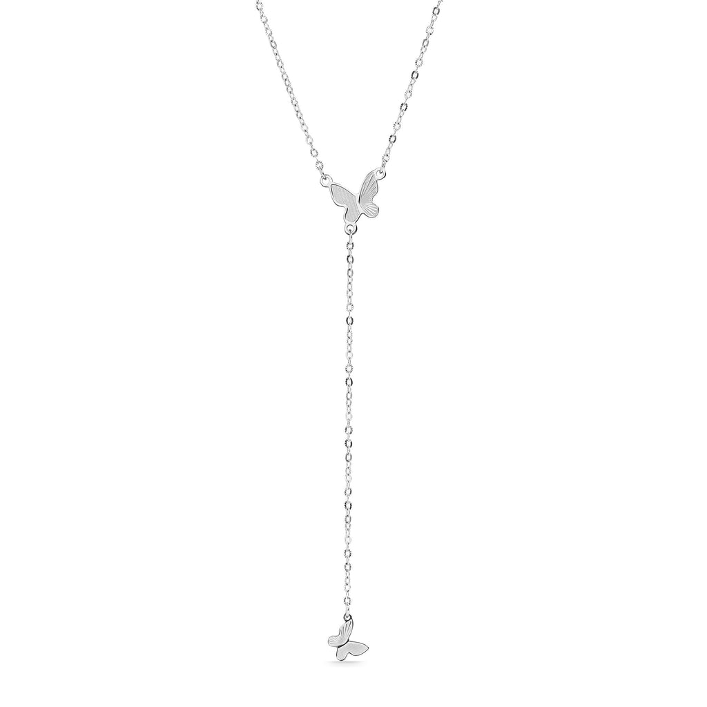 18K Gold Butterfly Necklace – Elegant Lariat Chain With Stainless Steel Pendant - Necklaces | Sunflower Soul Boutique