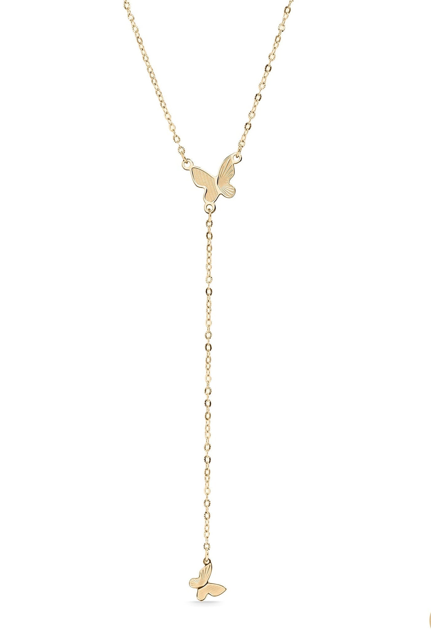 18K Gold Butterfly Necklace – Elegant Lariat Chain With Stainless Steel Pendant - Necklaces | Sunflower Soul Boutique