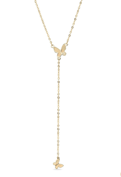 18K Gold Butterfly Necklace – Elegant Lariat Chain With Stainless Steel Pendant - Necklaces | Sunflower Soul Boutique