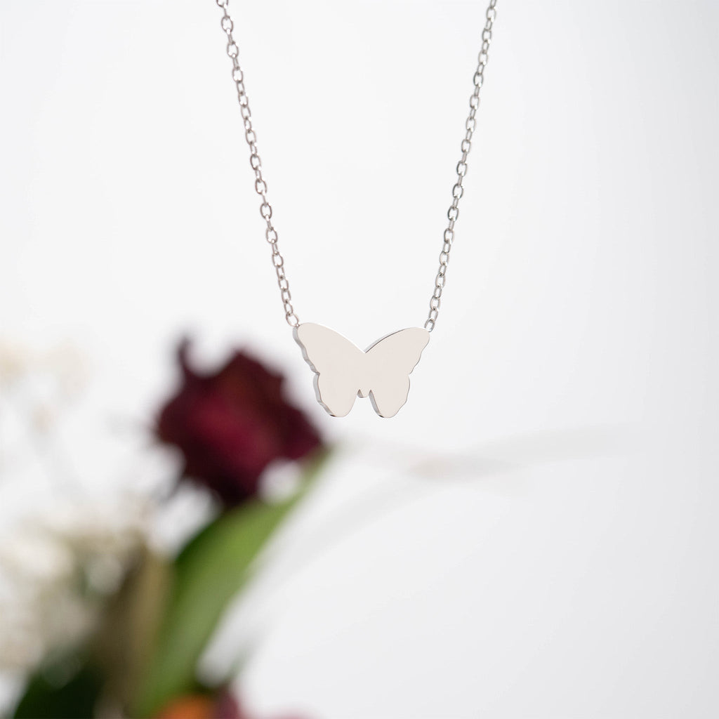 18K Gold Butterfly Necklace – Hypoallergenic Stainless Steel Engraved Pendant Gift - Necklaces | Sunflower Soul Boutique
