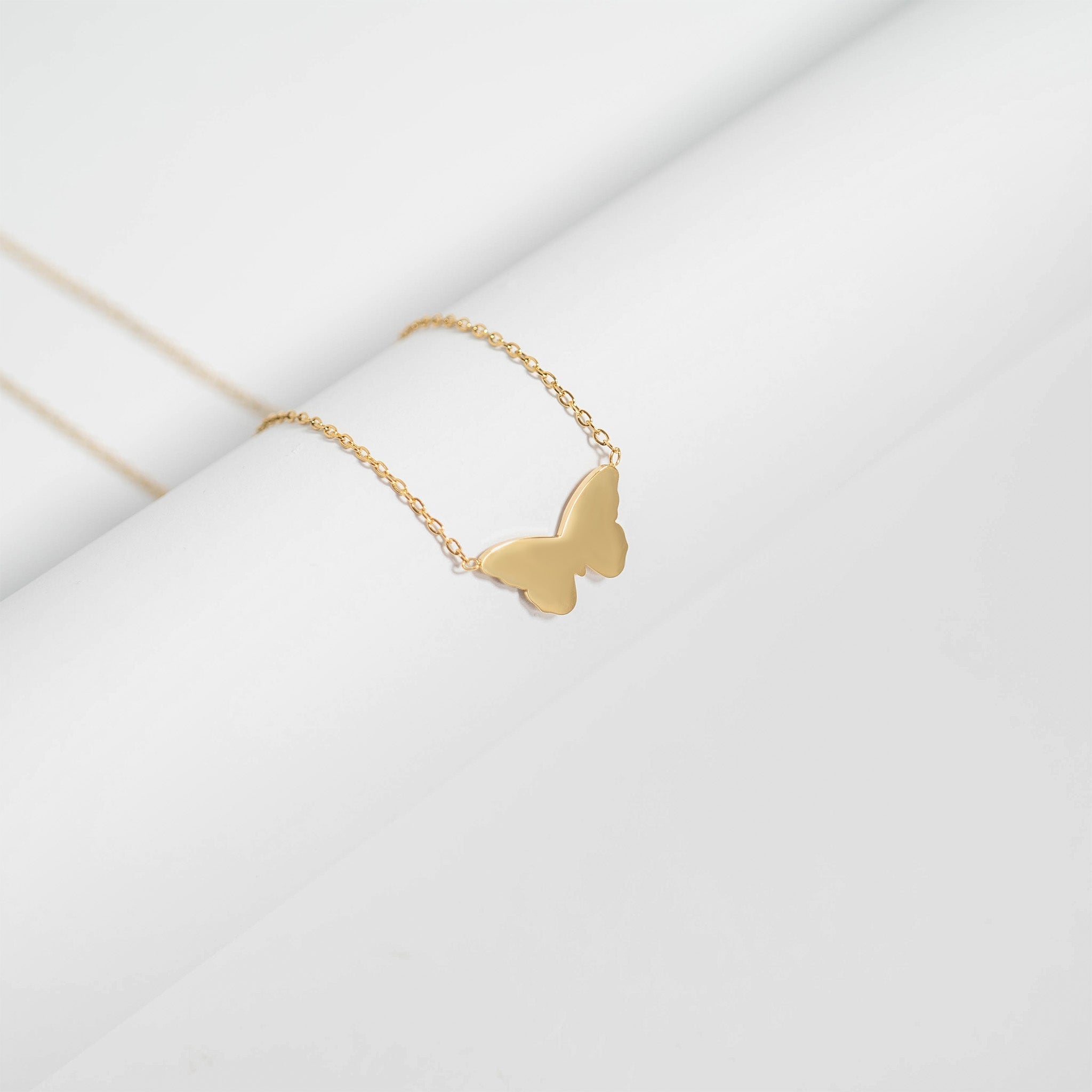18K Gold Butterfly Necklace – Hypoallergenic Stainless Steel Engraved Pendant Gift - Necklaces | Sunflower Soul Boutique