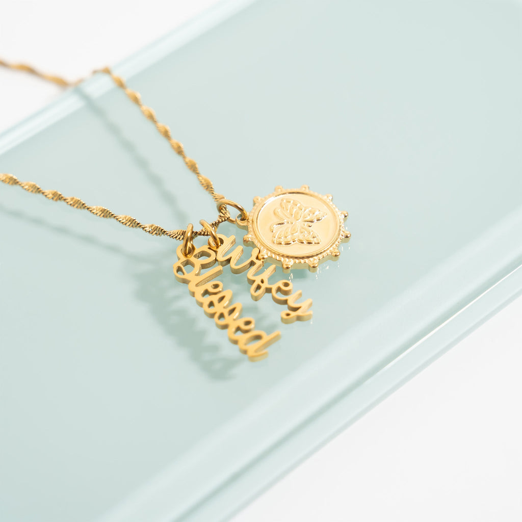 18K Gold Butterfly Pendant – Hypoallergenic Stainless Steel Charm Necklace - charm | Sunflower Soul Boutique