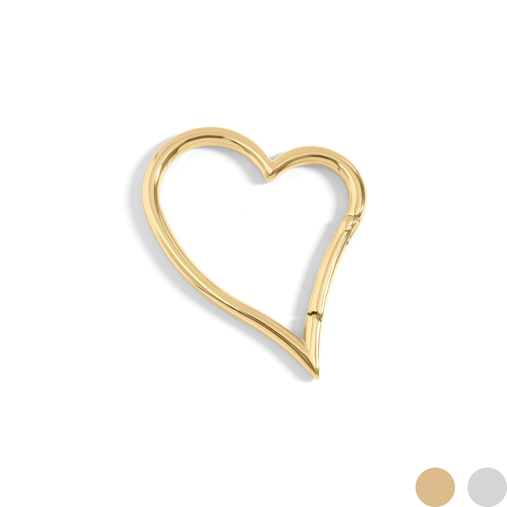 18K Gold Carabiner – Large Heart Charm Clasp | Polished Stainless Steel Clasp - Findings | Sunflower Soul Boutique
