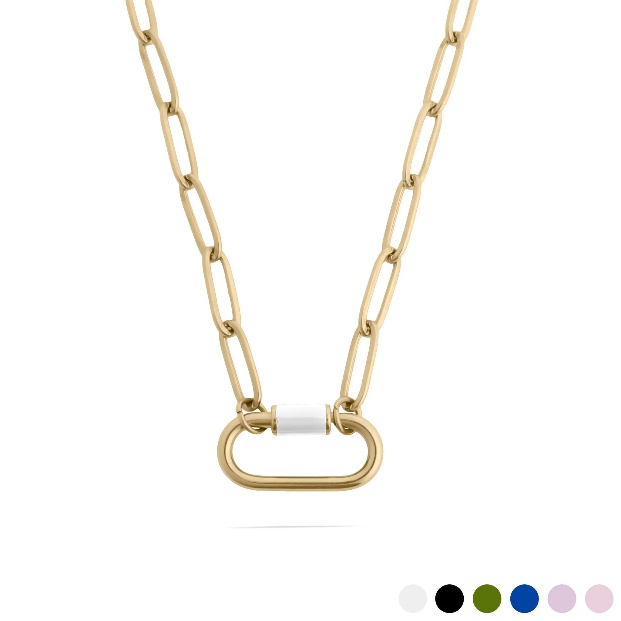 18K Gold Carabiner Necklace – Colorful Enamel Pendant | Adjustable Chain Jewelry - Necklaces | Sunflower Soul Boutique