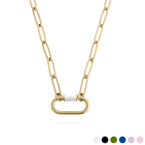 18K Gold Carabiner Necklace – Colorful Enamel Pendant | Adjustable Chain Jewelry - Necklaces | Sunflower Soul Boutique