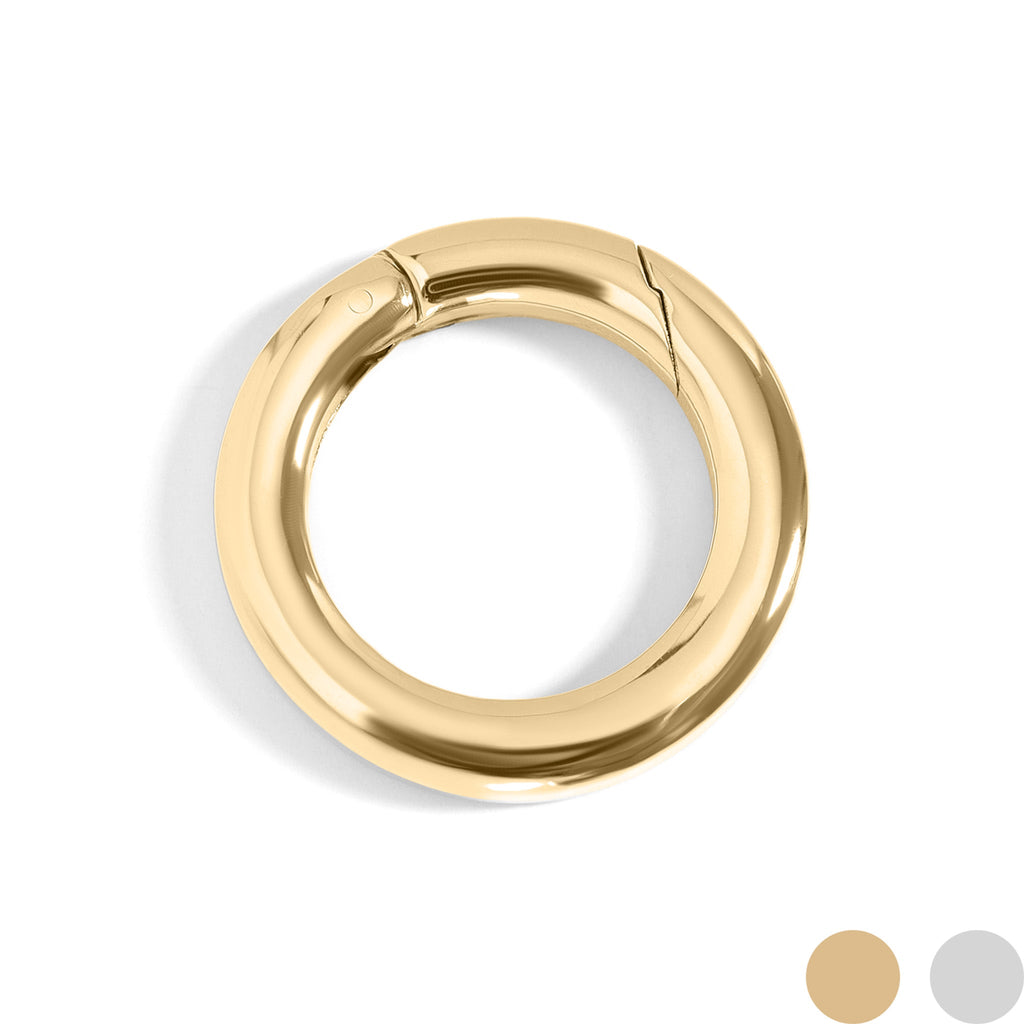 18K Gold Carabiner – Stainless Steel Clasp With Polished Circle Charm - Findings | Sunflower Soul Boutique