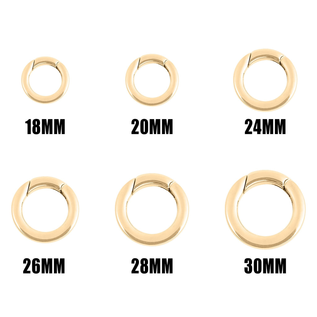 18K Gold Carabiner – Stainless Steel Clasp With Polished Circle Charm - Findings | Sunflower Soul Boutique
