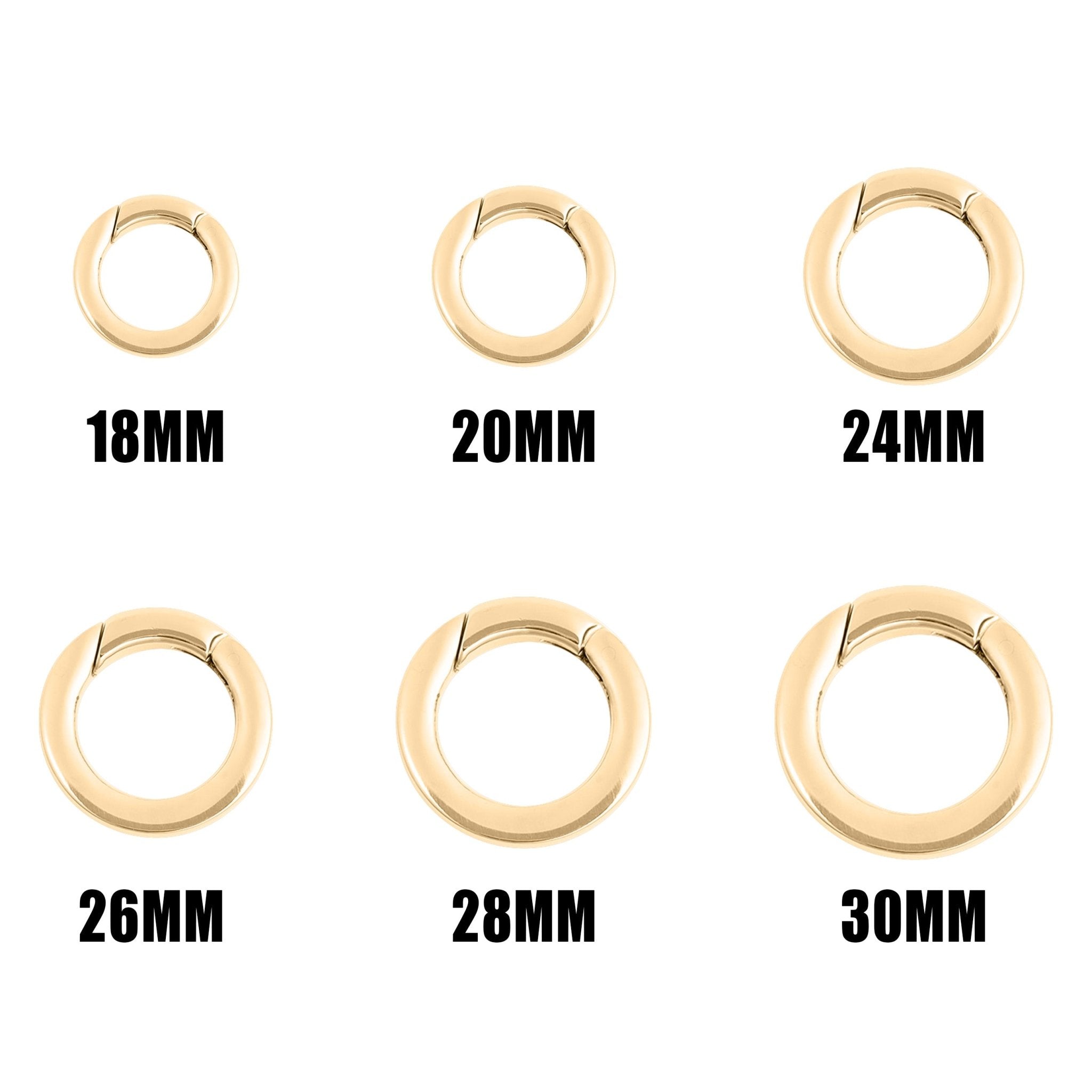 18K Gold Carabiner – Stainless Steel Clasp With Polished Circle Charm - Findings | Sunflower Soul Boutique