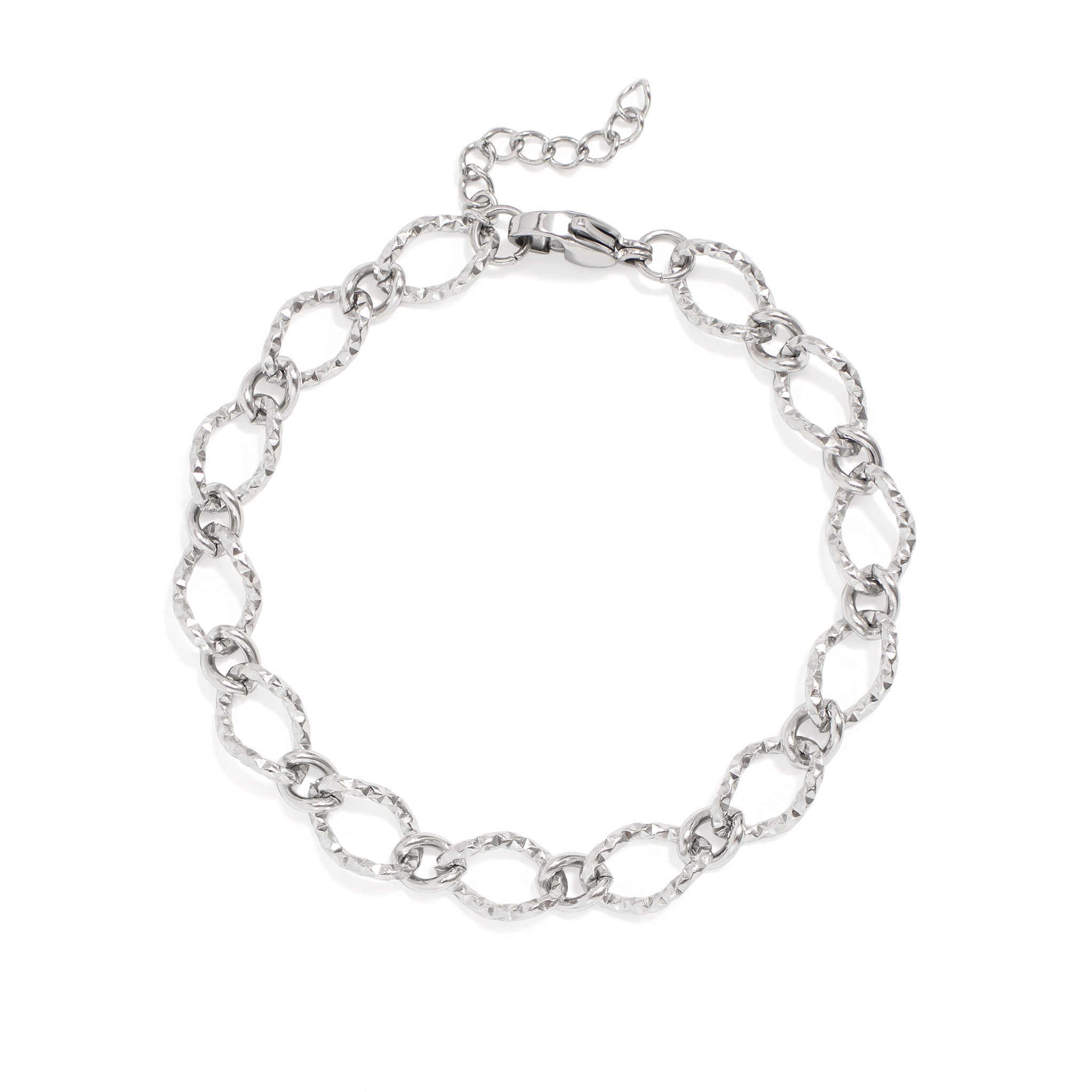 18K Gold Chain Bracelet – Hammered Oval Stainless Steel Scratch Resistant Jewelry - Bracelets | Sunflower Soul Boutique