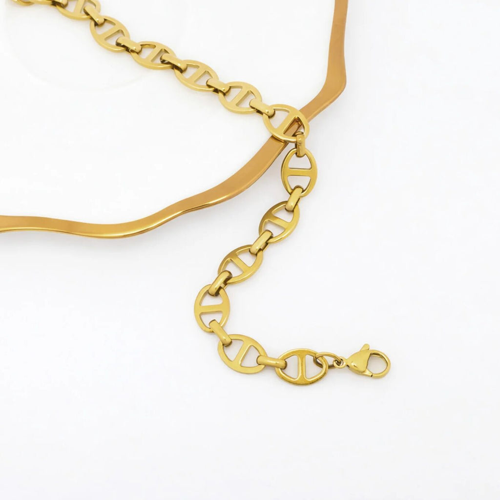 18K Gold Chain Bracelet – Thick Oval Link, Adjustable Lobster Clasp, Durable Coating - Bracelets | Sunflower Soul Boutique