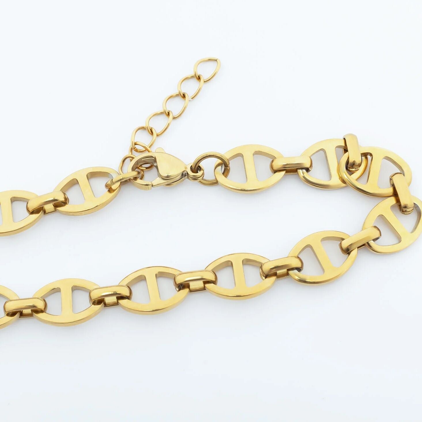 18K Gold Chain Bracelet – Thick Oval Link, Adjustable Lobster Clasp, Durable Coating - Bracelets | Sunflower Soul Boutique