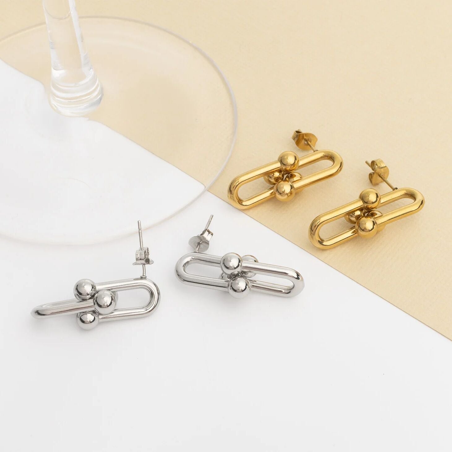 18K Gold Chain Earrings – Chunky Chain Design | Stainless Steel Earrings - Earrings | Sunflower Soul Boutique