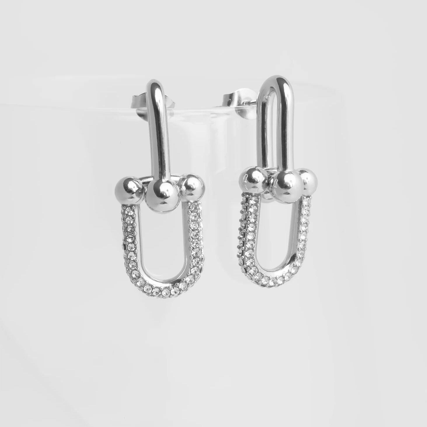 18K Gold Chain Earrings – Ulock Chain Hoop with Cubic Zirconia Studs & Latch-Back - Earrings | Sunflower Soul Boutique
