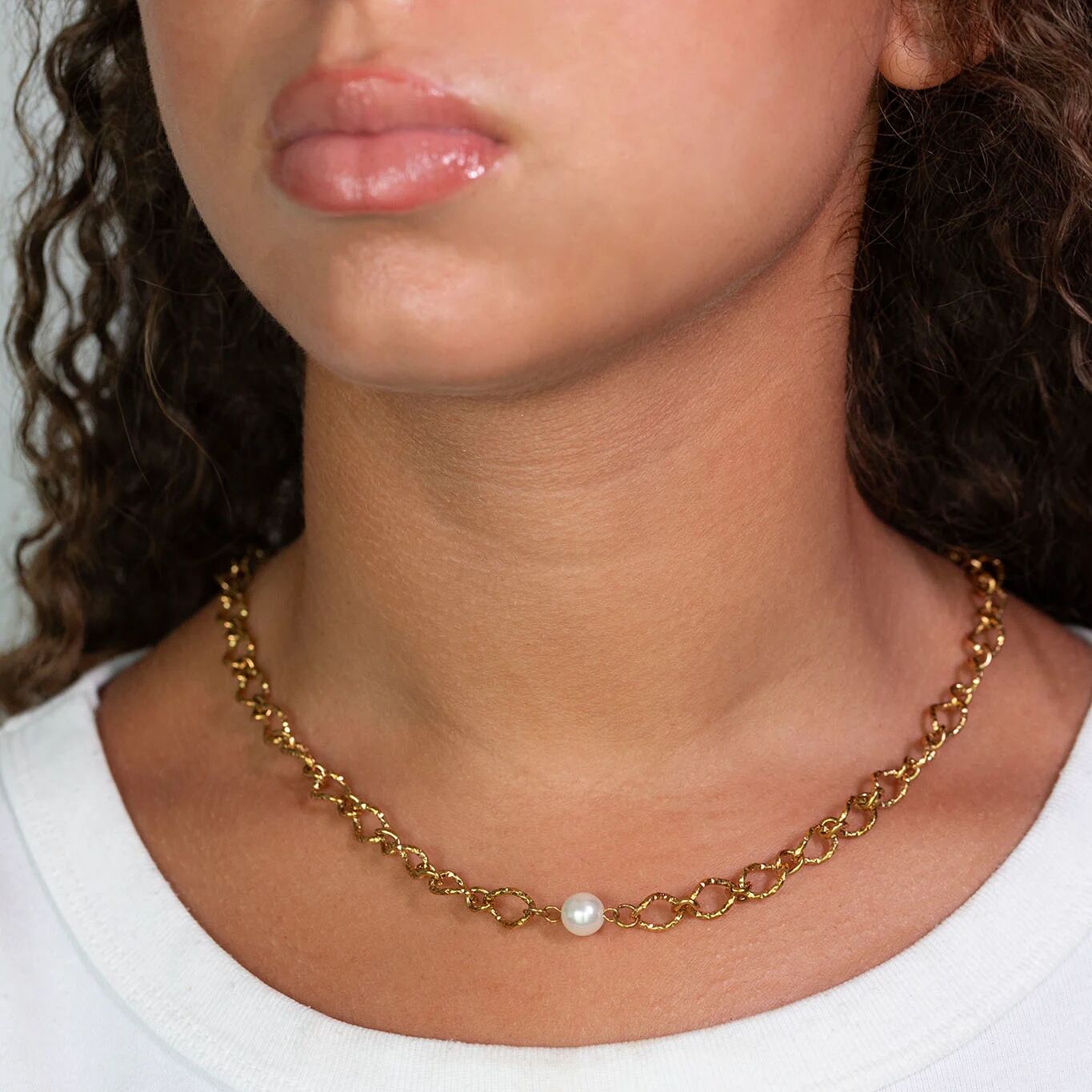 18K Gold Chain – Hammered Oval Split Chain Design | Textured Gold Necklace - Necklaces | Sunflower Soul Boutique