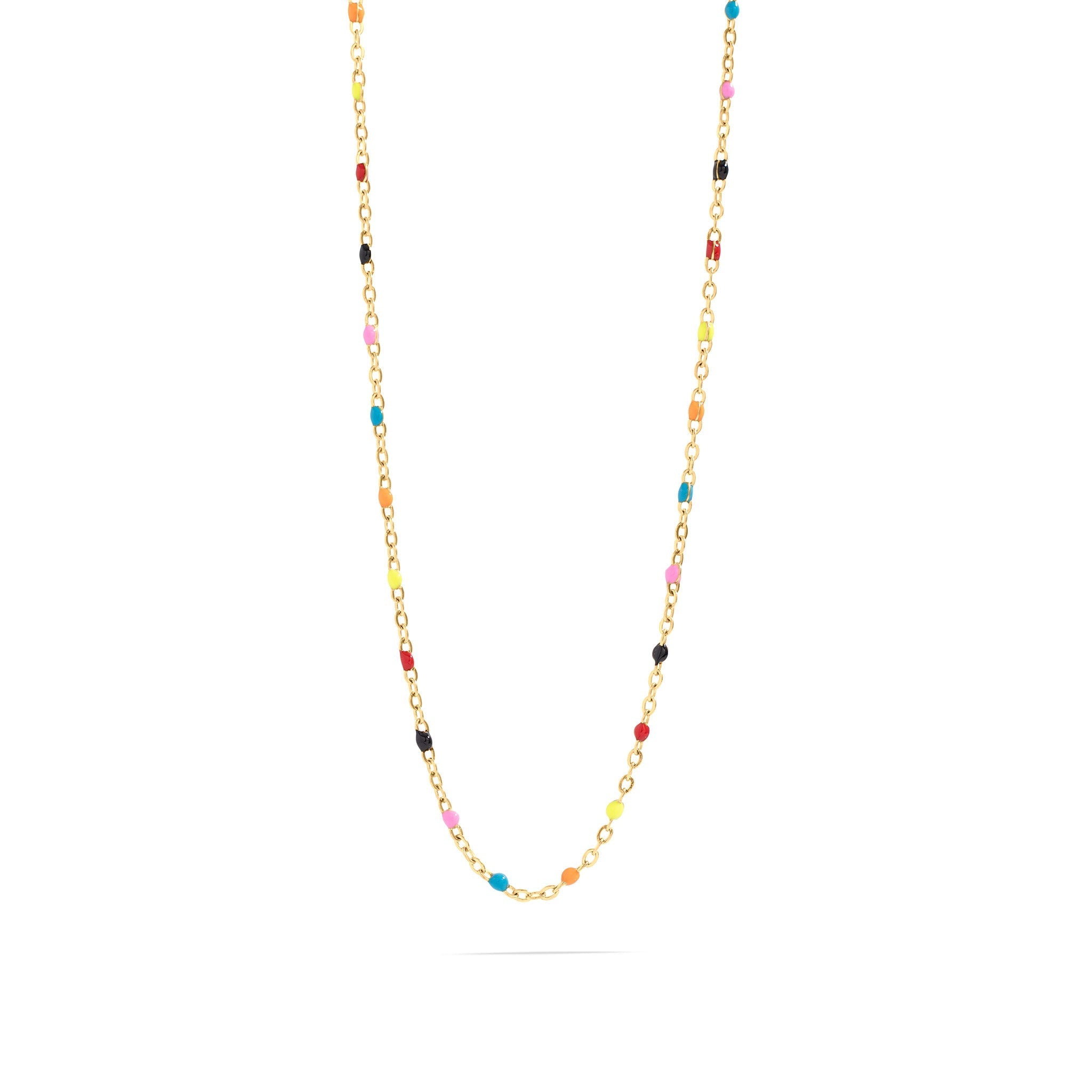 18K Gold Chain Necklace – Lightweight Stainless Steel With Colorful Enamel Finish - Necklaces | Sunflower Soul Boutique
