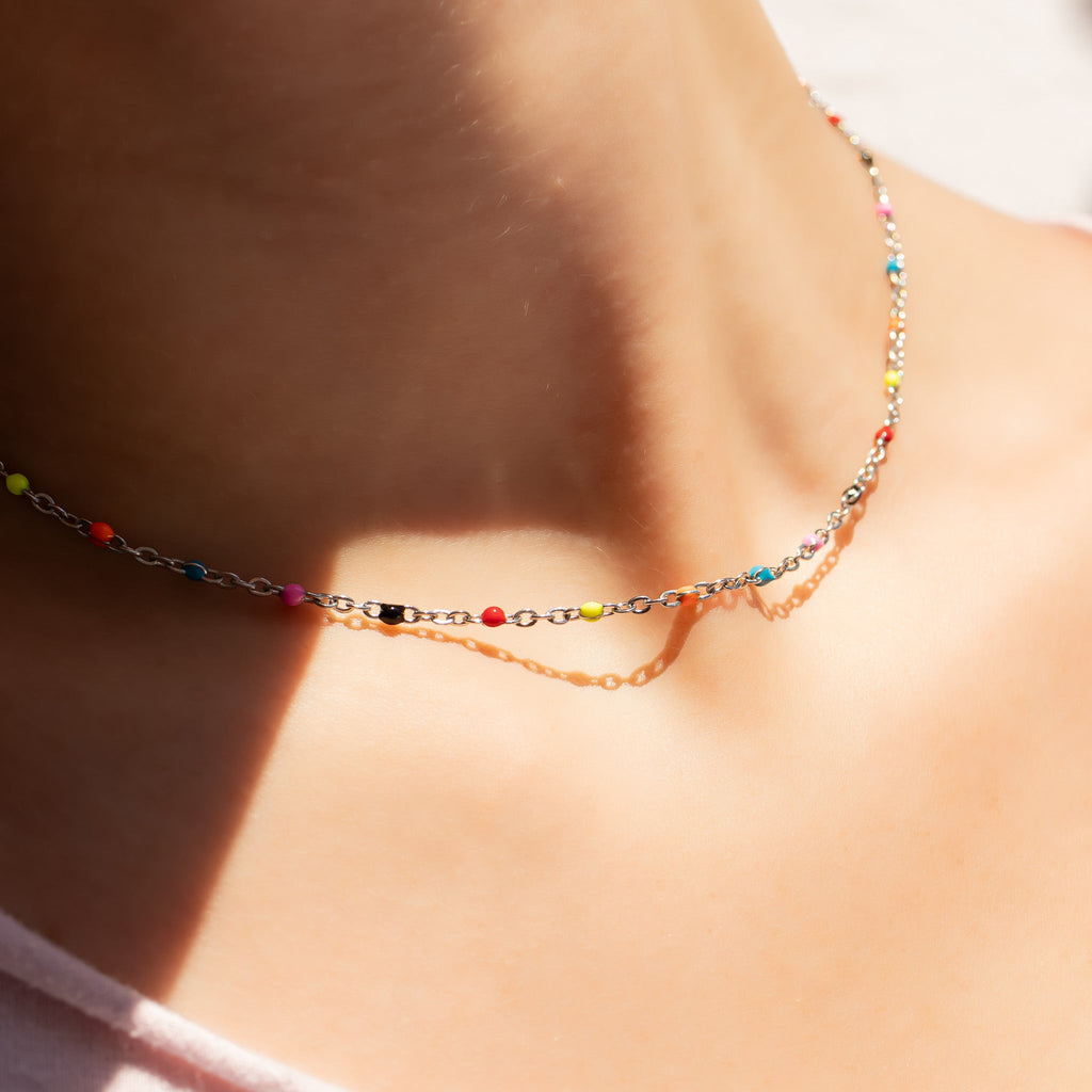 18K Gold Chain Necklace – Lightweight Stainless Steel With Colorful Enamel Finish - Necklaces | Sunflower Soul Boutique