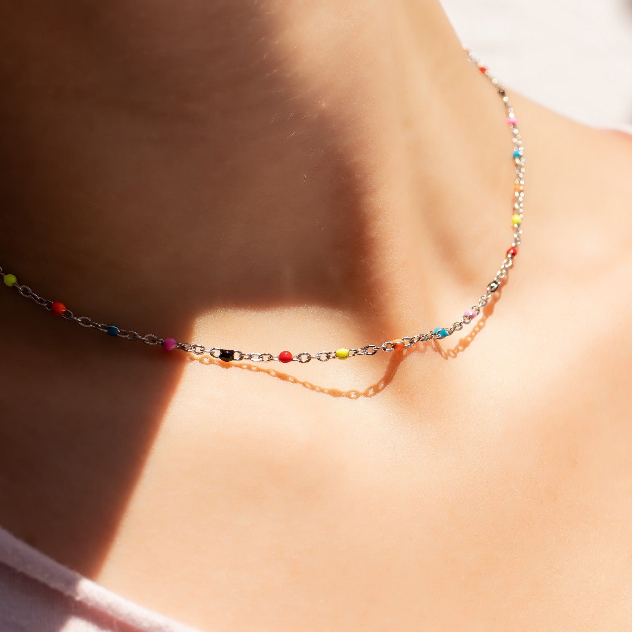 18K Gold Chain Necklace – Lightweight Stainless Steel With Colorful Enamel Finish - Necklaces | Sunflower Soul Boutique