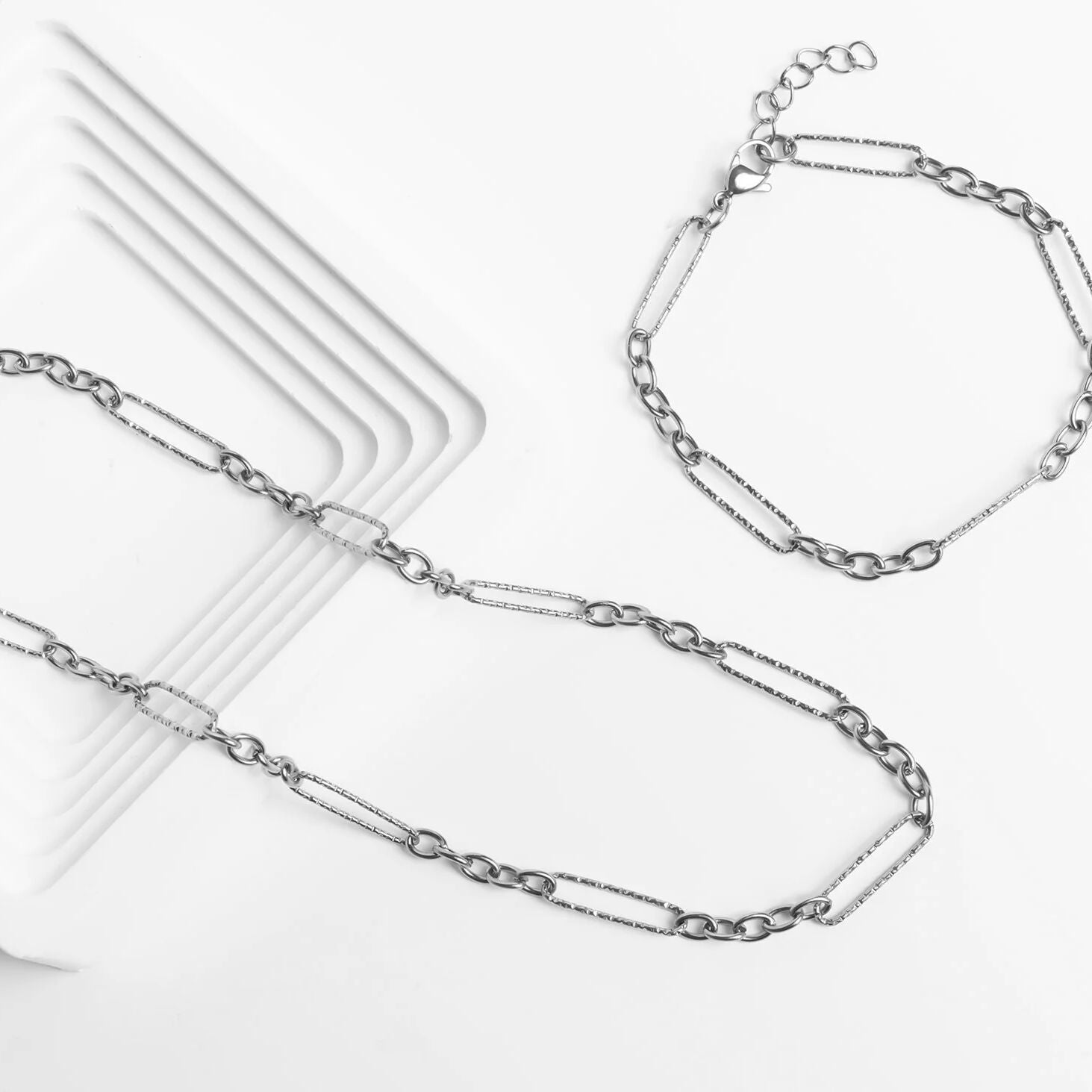 18K Gold Chain Necklace – Long Paperclip Textured Chain | Stainless Steel Jewelry - Necklaces | Sunflower Soul Boutique