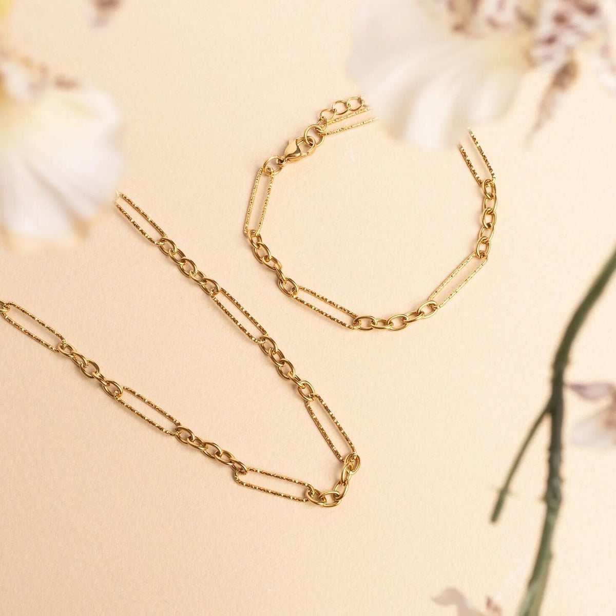 18K Gold Chain Necklace – Long Paperclip Textured Chain | Stainless Steel Jewelry - Necklaces | Sunflower Soul Boutique