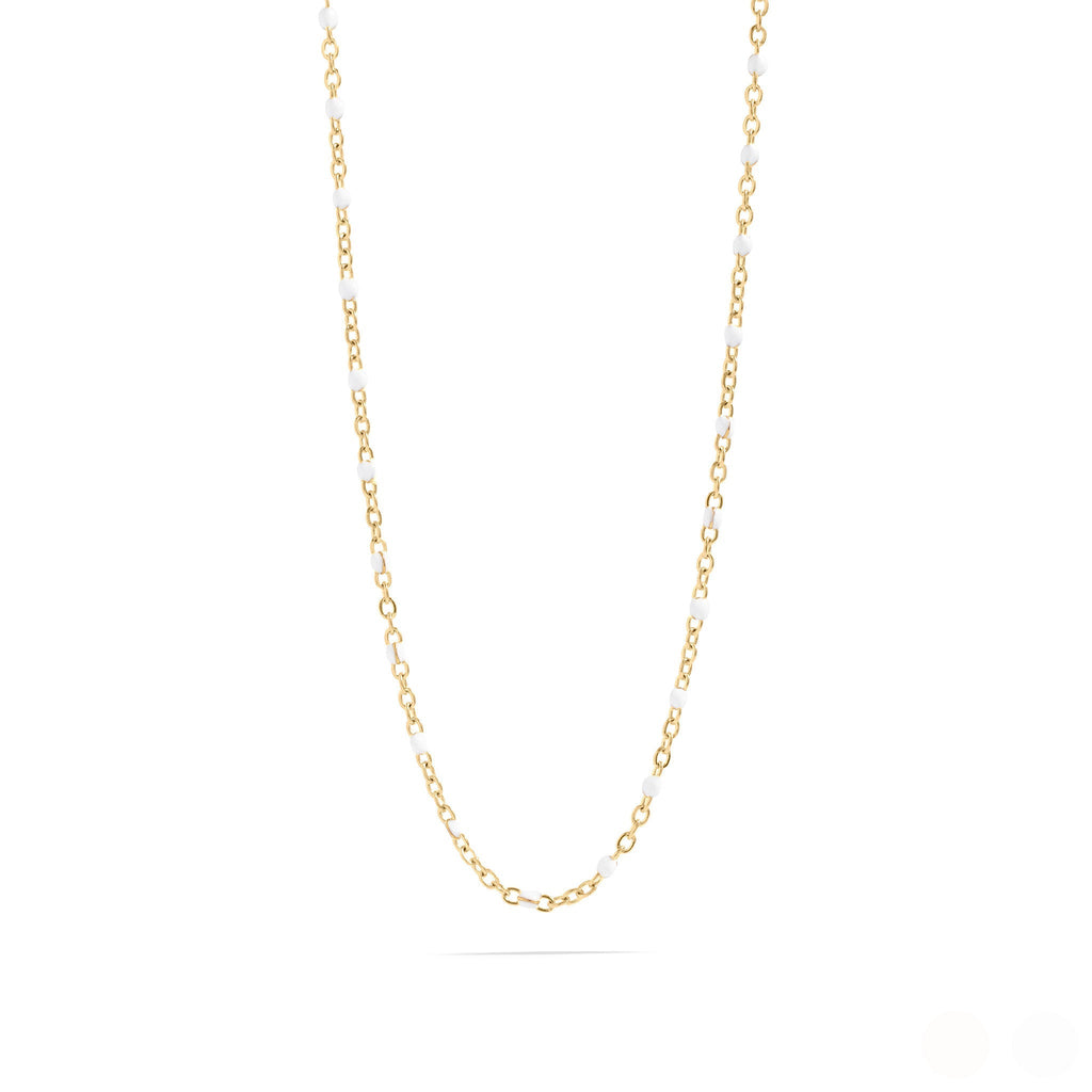 18K Gold Chain Necklace – Tarnish Resistant Stainless Steel With White Enamel - Necklaces | Sunflower Soul Boutique