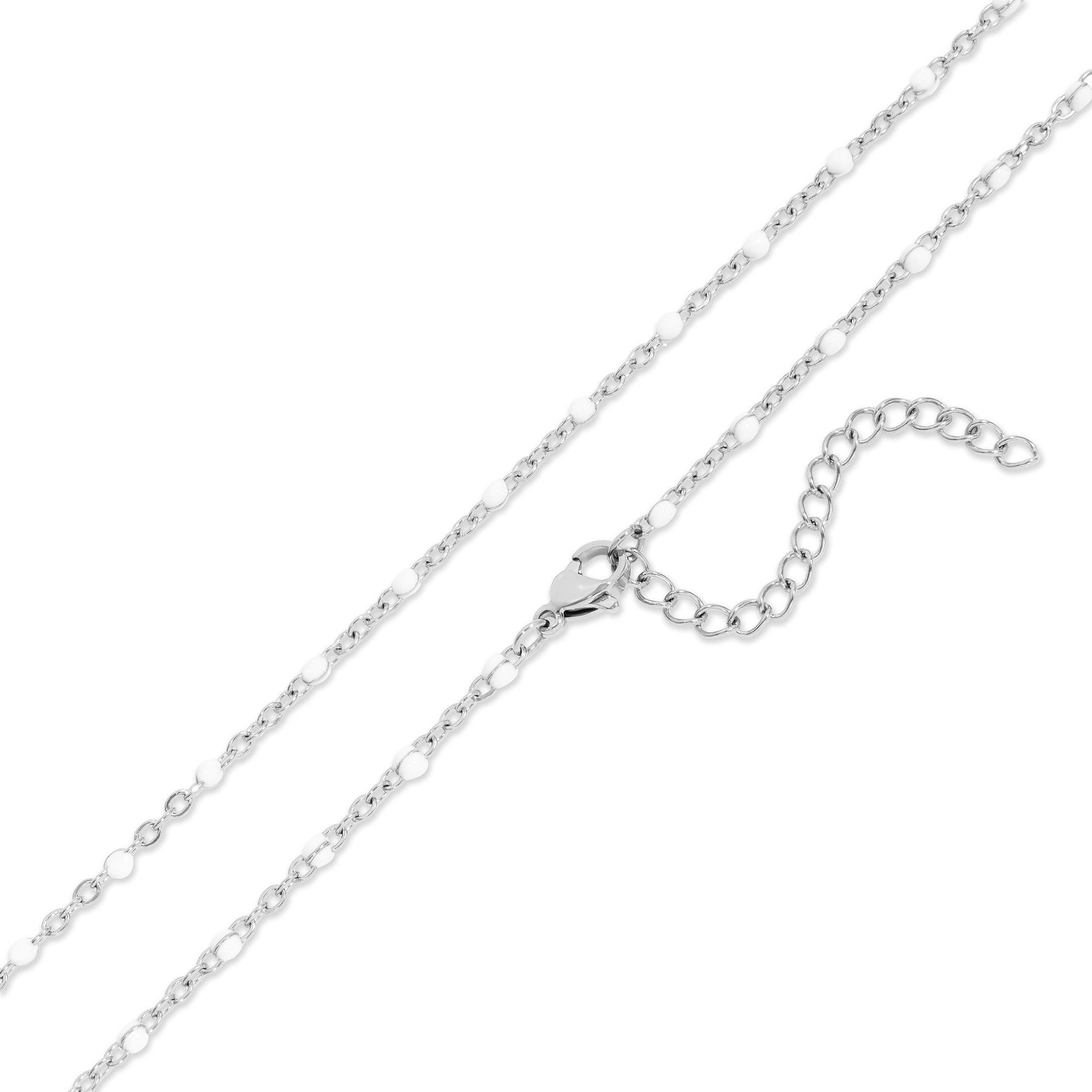 18K Gold Chain Necklace – Tarnish Resistant Stainless Steel With White Enamel - Necklaces | Sunflower Soul Boutique
