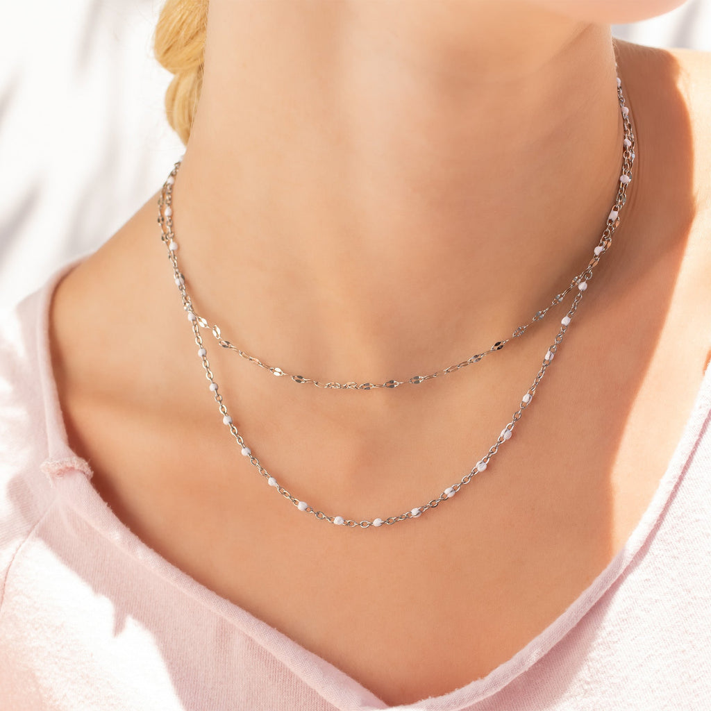 18K Gold Chain Necklace – Tarnish Resistant Stainless Steel With White Enamel - Necklaces | Sunflower Soul Boutique
