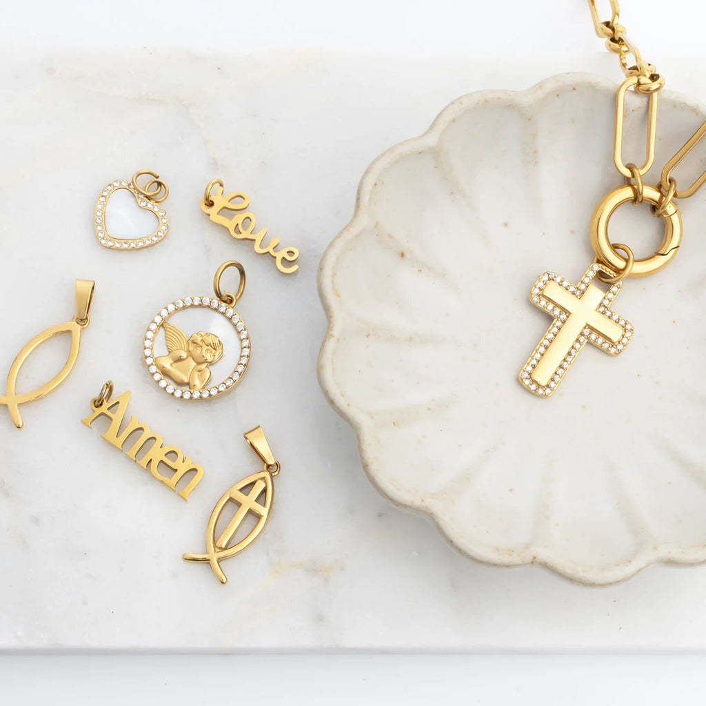 18K Gold Charm – Durable Stainless Steel Amen Pendant Jewelry Gift - Charms | Sunflower Soul Boutique