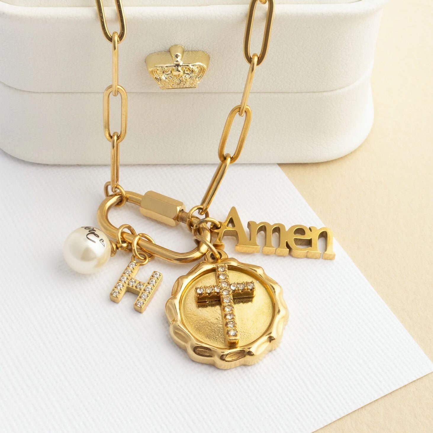 18K Gold Charm – Durable Stainless Steel Amen Pendant Jewelry Gift - Charms | Sunflower Soul Boutique