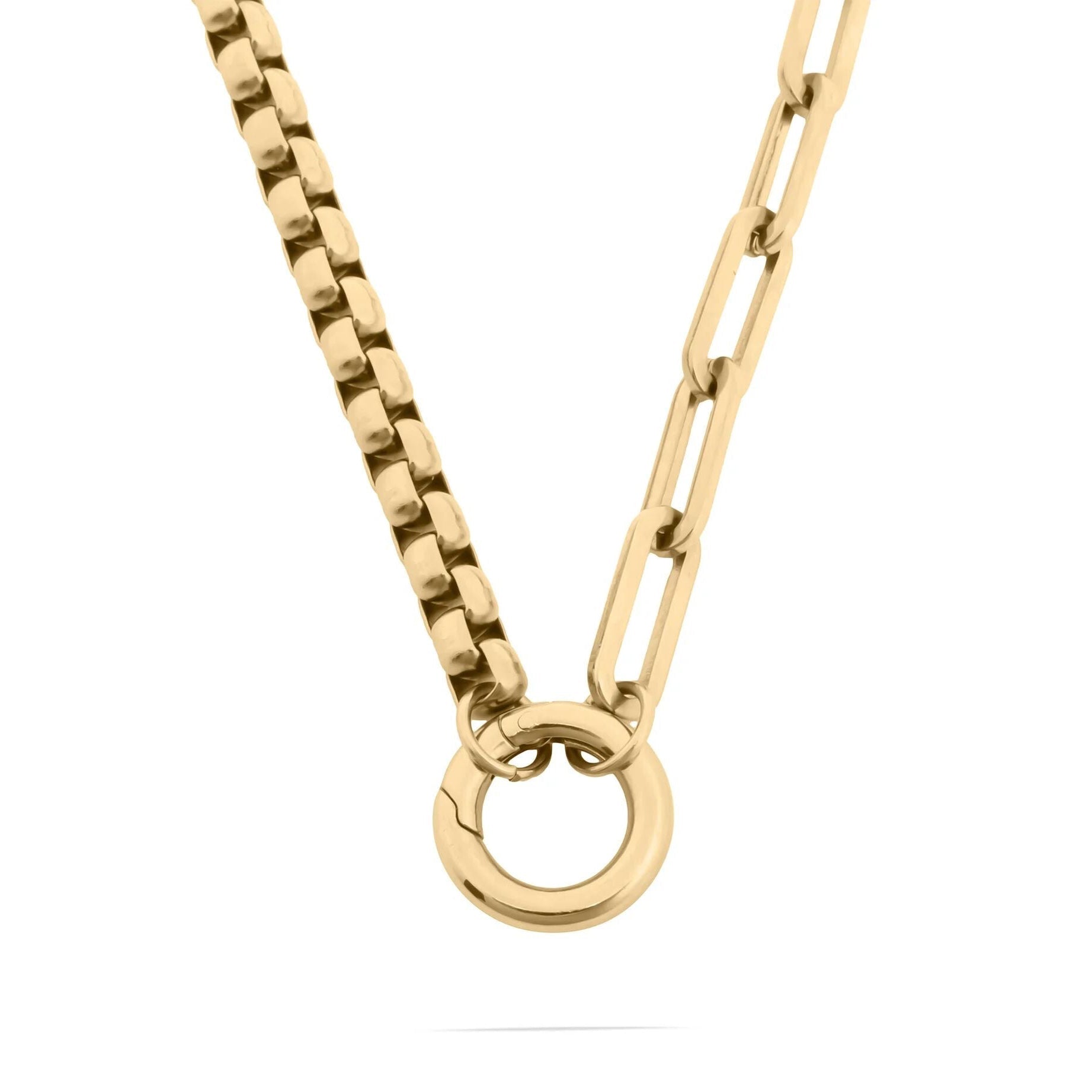 18k Gold Charm Necklace – Stainless Steel Paperclip & Box Chain Holder - Necklaces | Sunflower Soul Boutique