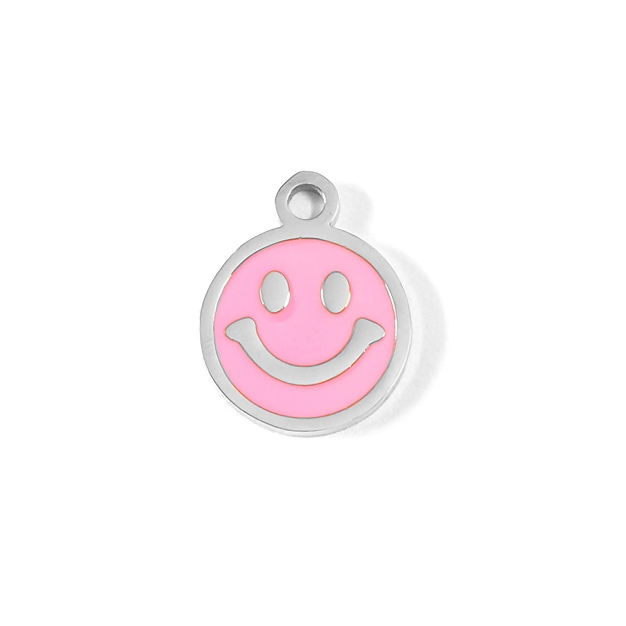 18K Gold Charm – Pink Smiley Face Pendant | PVD Coated Stainless Steel Jewelry - charm | Sunflower Soul Boutique