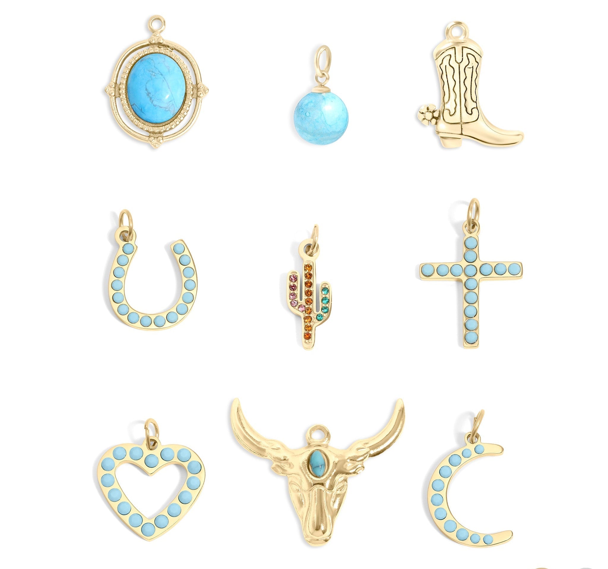 18K Gold Charm Set – Durable Western Style Jewelry | PVD Coated Stainless Steel - charm | Sunflower Soul Boutique