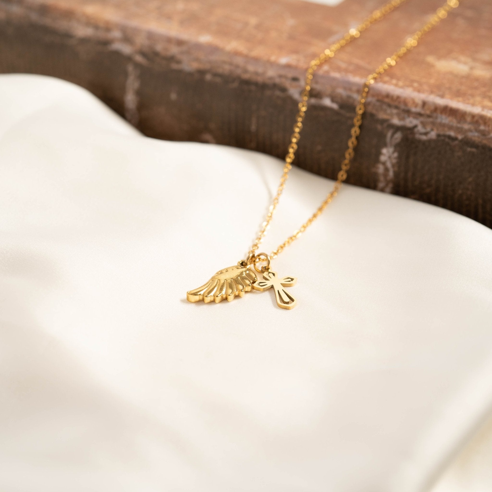 18K Gold Charm Set – Hypoallergenic Jewelry With Faith & Love Pendants, PVD Coated - charm | Sunflower Soul Boutique