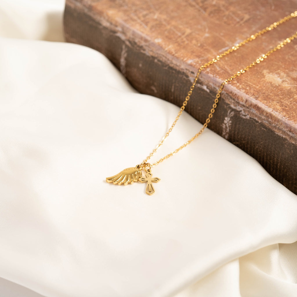 18K Gold Charm Set – Hypoallergenic Jewelry With Faith & Love Pendants, PVD Coated - charm | Sunflower Soul Boutique