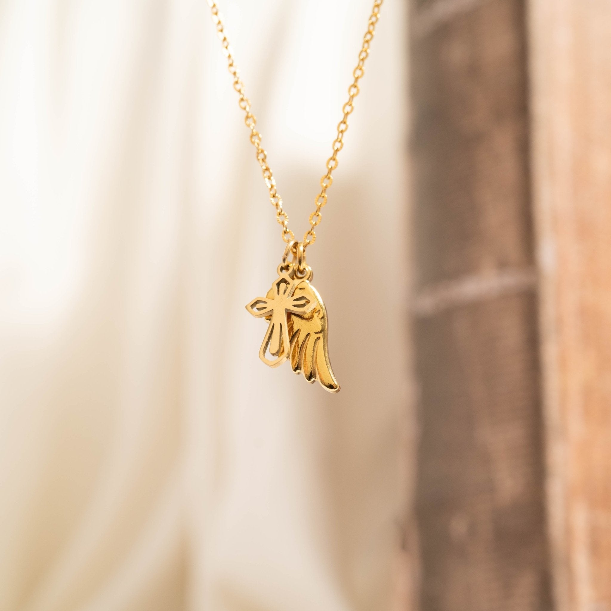 18K Gold Charm Set – Hypoallergenic Jewelry With Faith & Love Pendants, PVD Coated - charm | Sunflower Soul Boutique